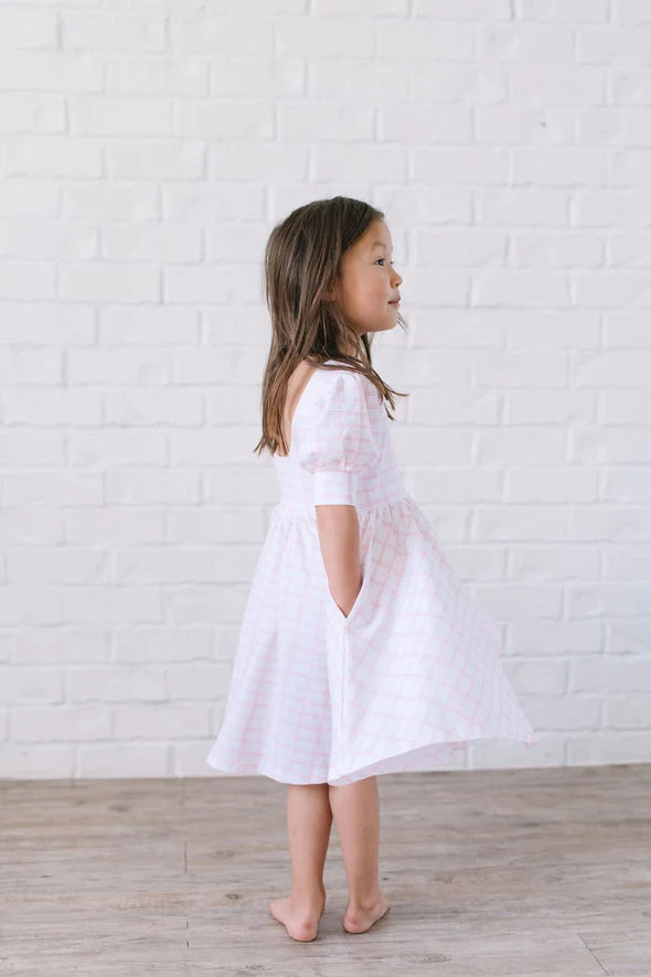 Ollie Jay Puff Sleeve Dress Pink Picnic