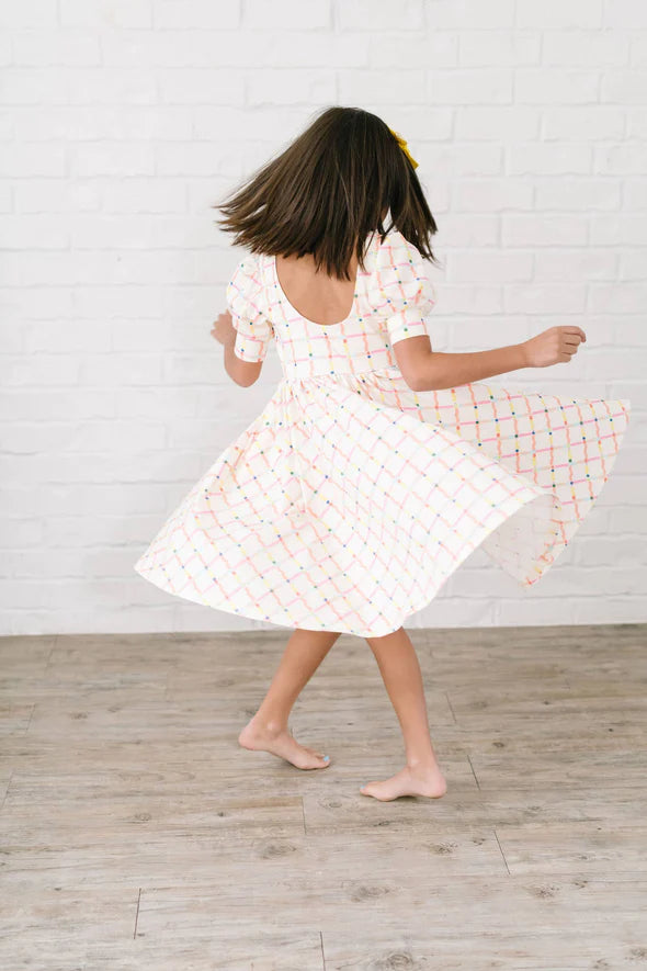 Ollie and Jay Puff Dress Squiggle Print