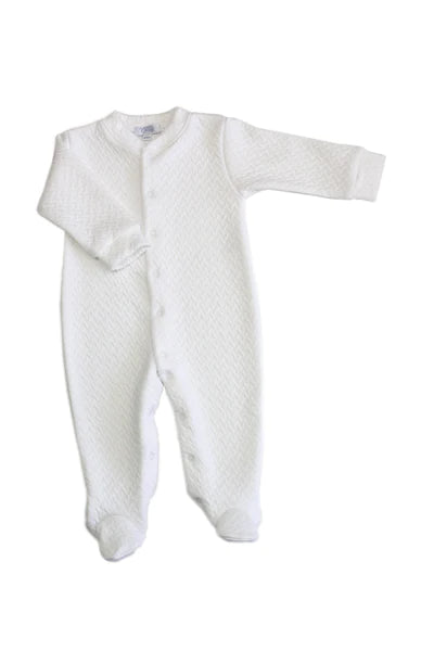 Nellapima Basket Weave Baby Footie - White Picot Trim