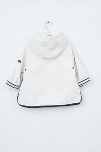 Batela Baby’s Rain Jacket with Whale Pockets and Stripe Cotton Lining