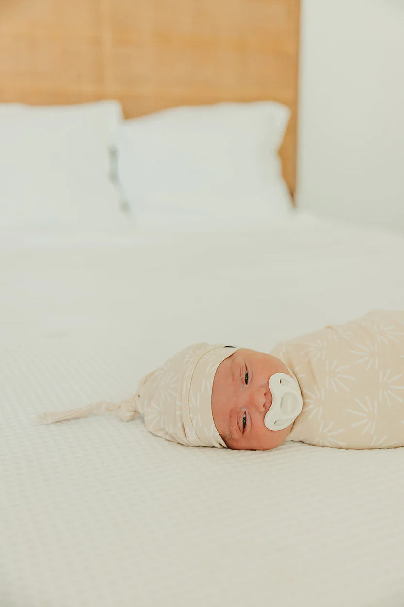 Copper Pearl Newborn Top Knot Hat - Sol