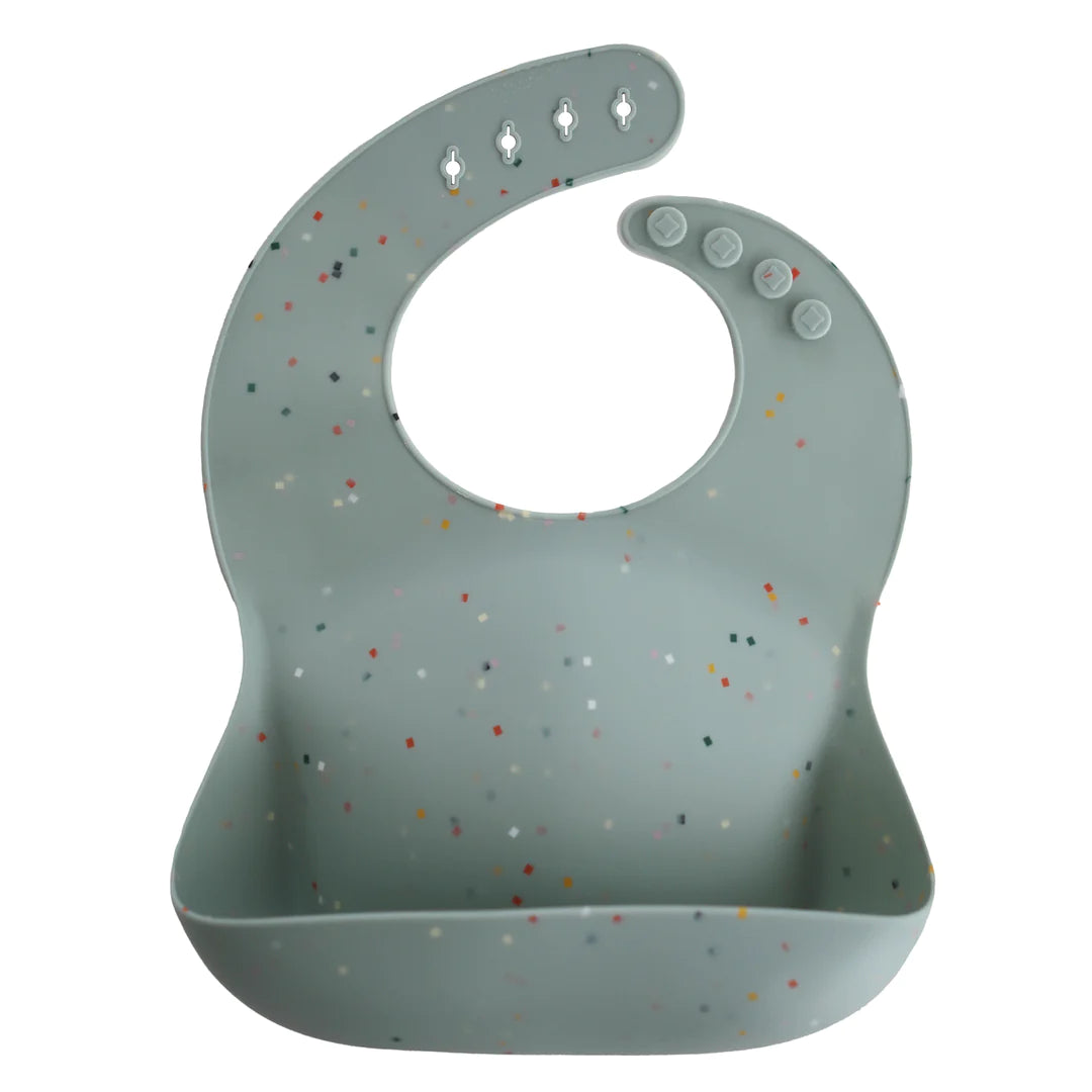 Mushie Silicone Bib (Cambridge Blue Confetti)