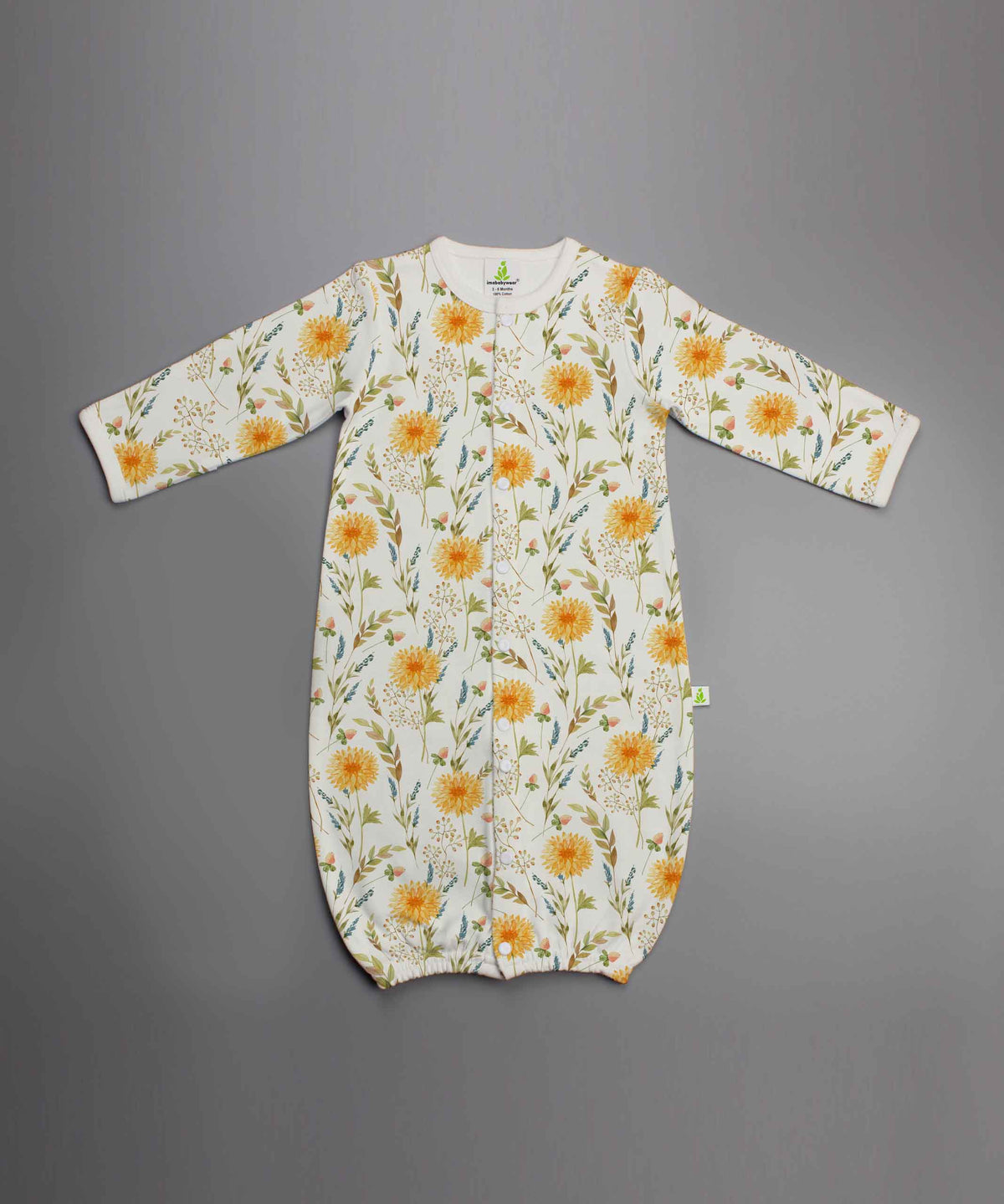 Imababywear Convertible Sleepsuit Floral Garden