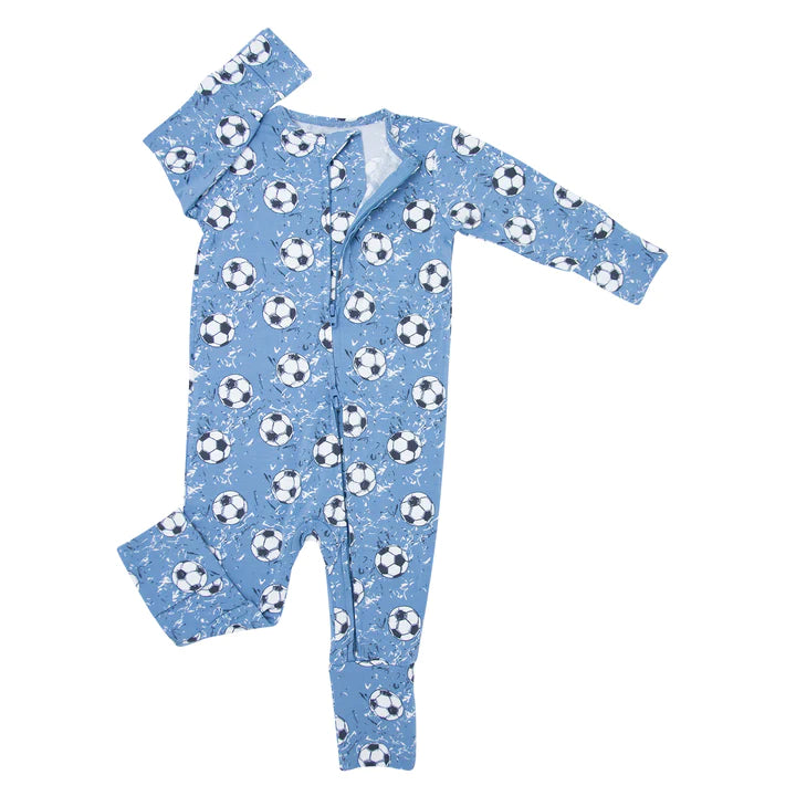 Sweet bamboo Convertible Romper Soccer Blue