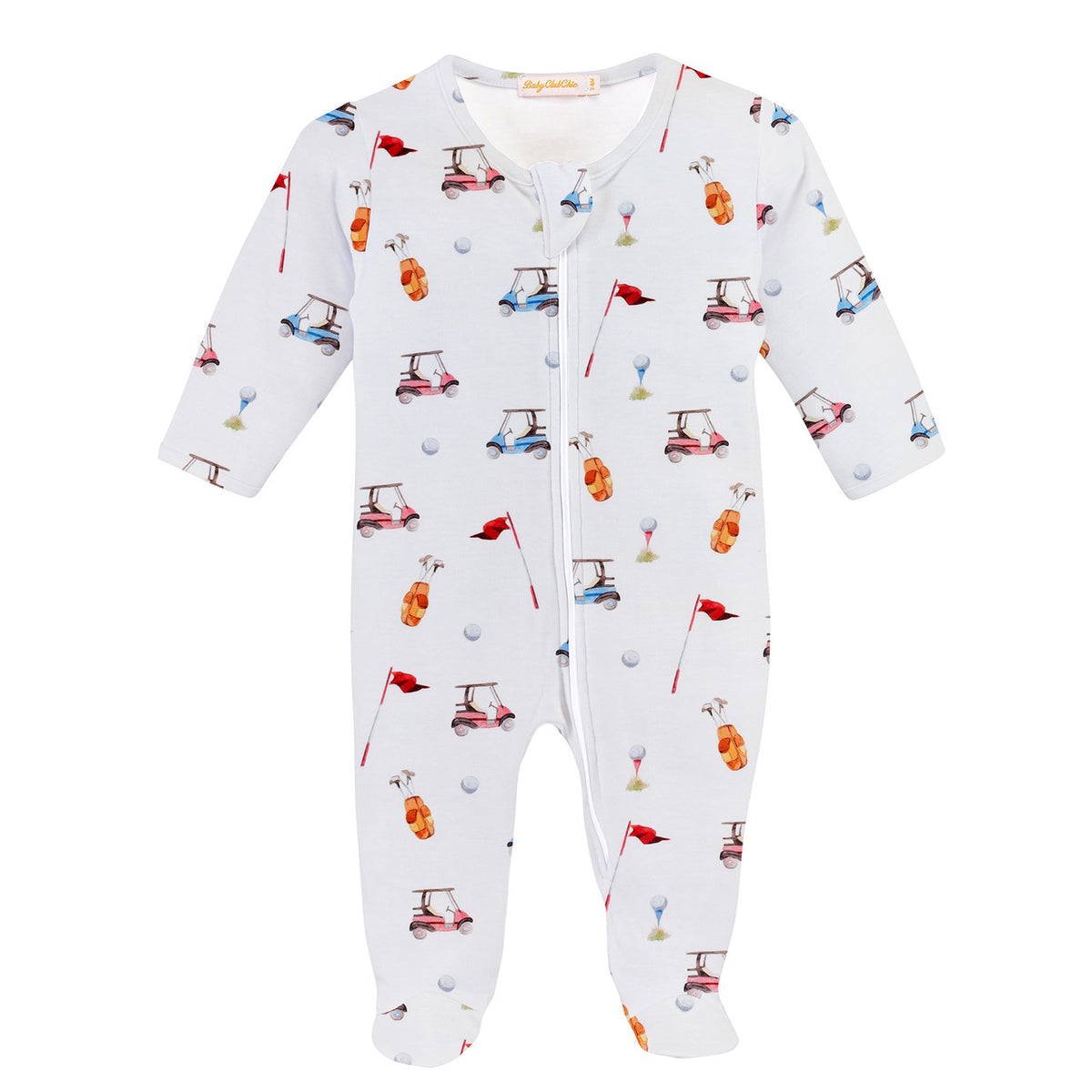 Baby Club Chic Zipper Footie- Golf Print