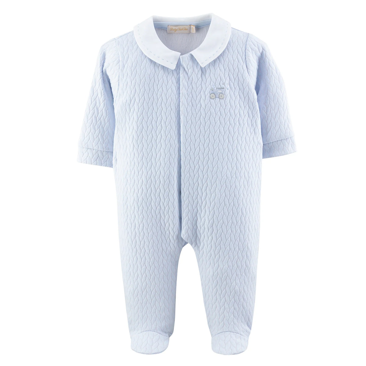 Baby Club Chic Braided Footie with Stich Collar- Blue