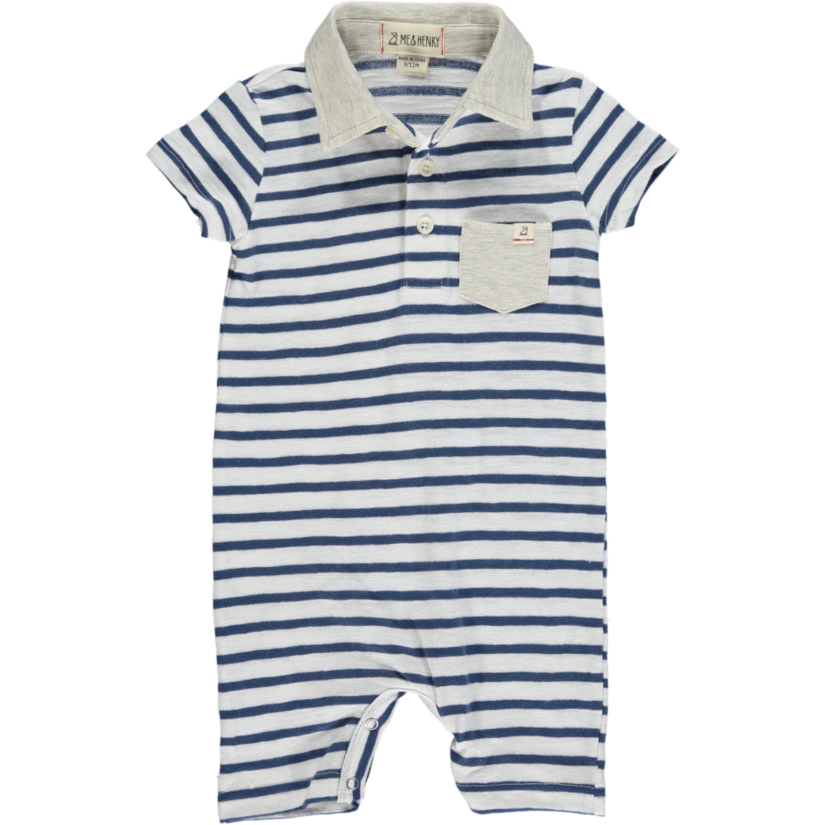 Me & Henry Saltash Navy/White Polo Romper