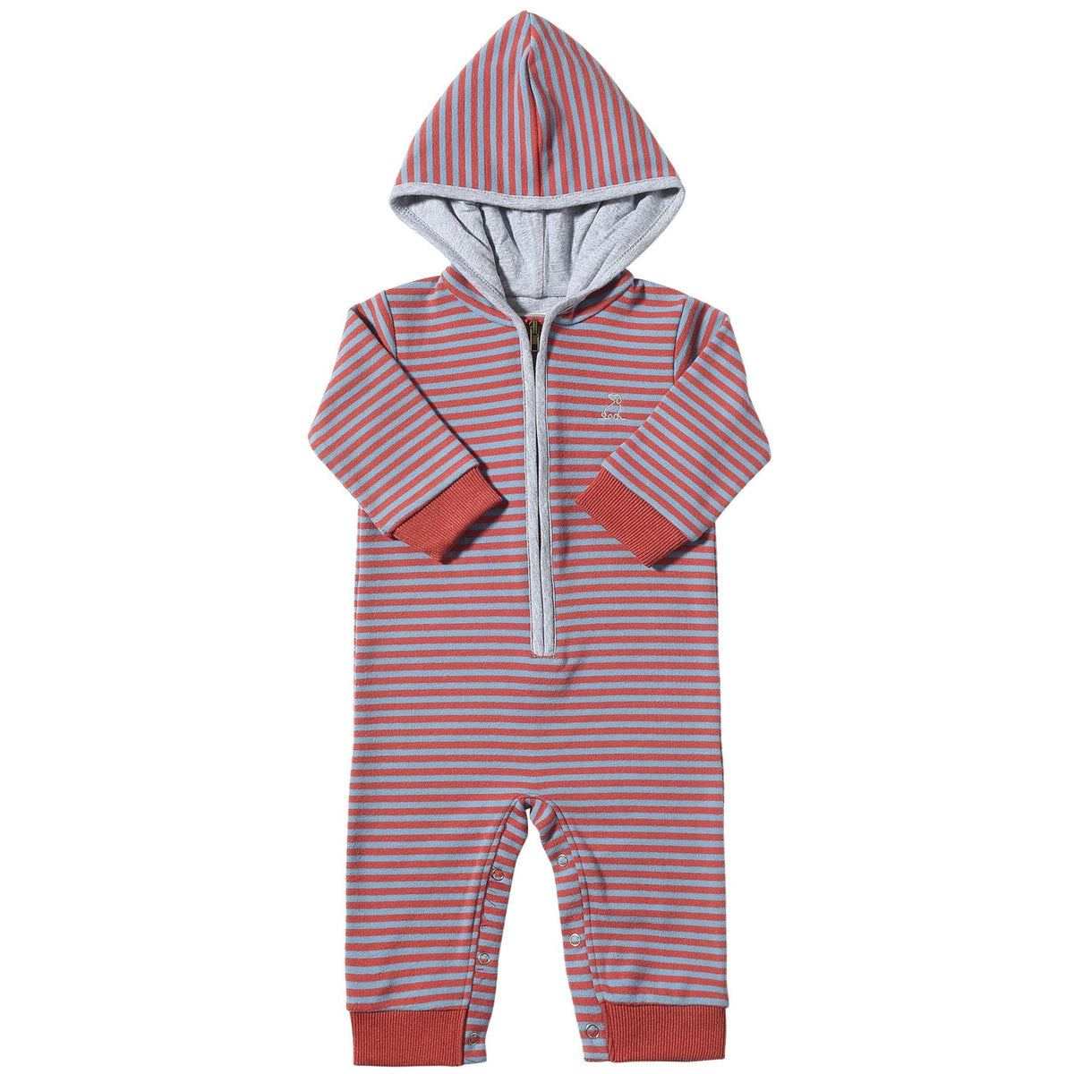 Me & Henry Blaine Hooded Knit Romper | Blue/Rust Cosy