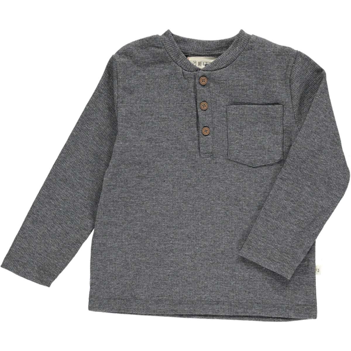 Me & Henry Benji Ribbed Henley | Heathered Charcoal