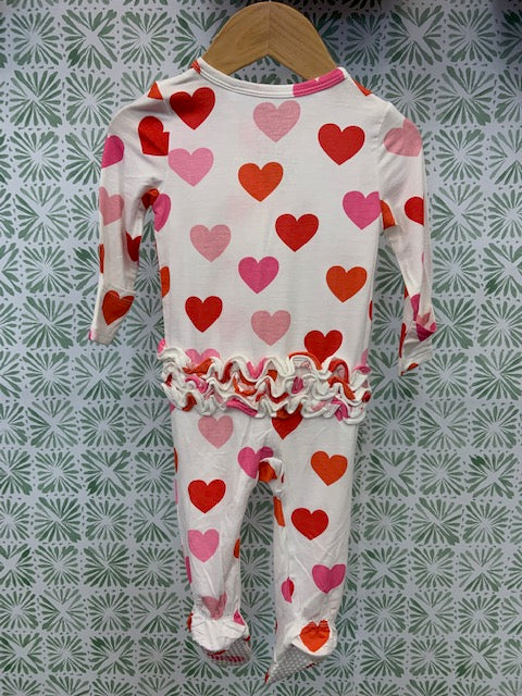 Angel Dear Ruffle Footie- Hearts