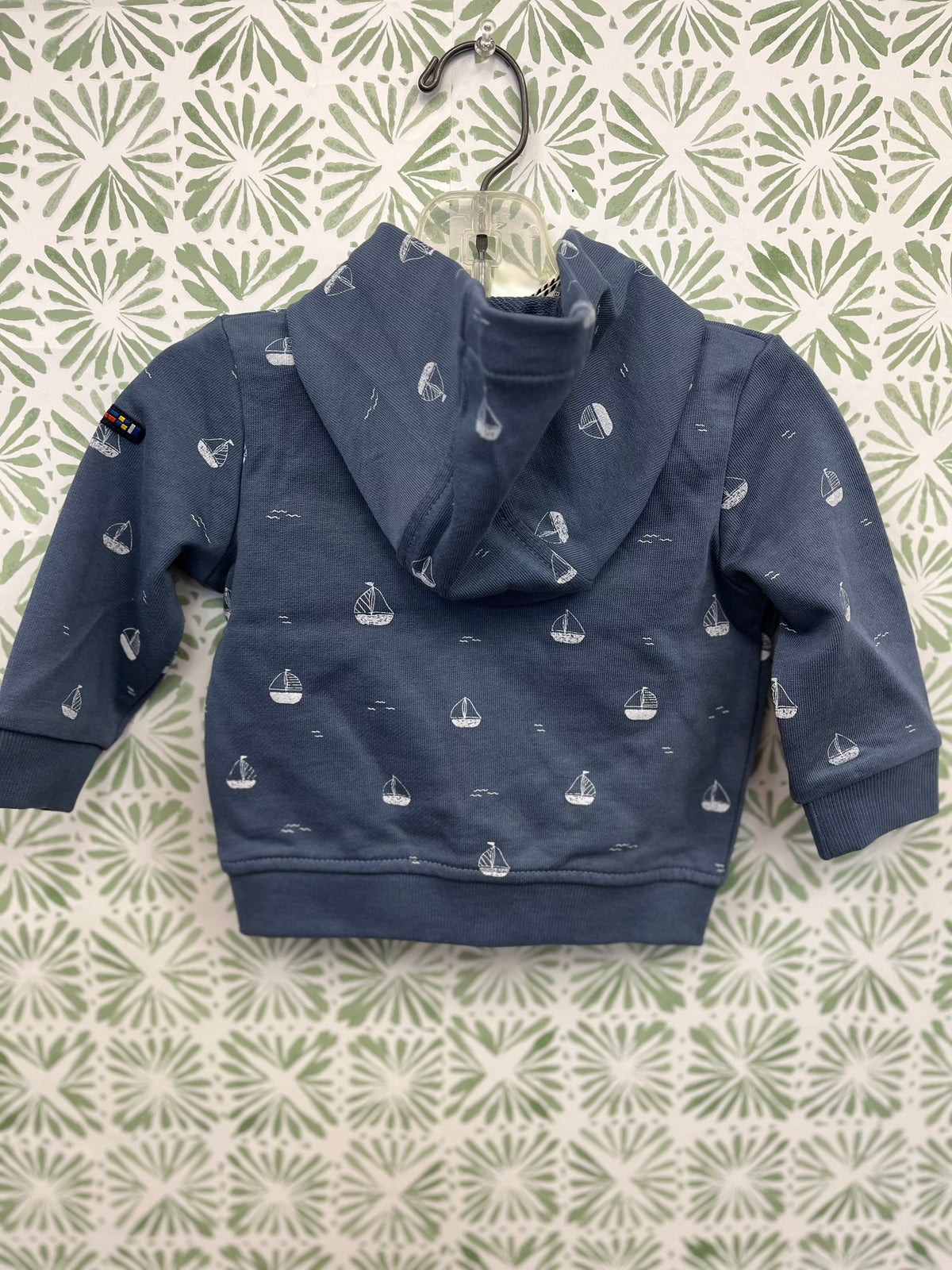 Batela Blue Hooded Sweatshirt with White Sailboats