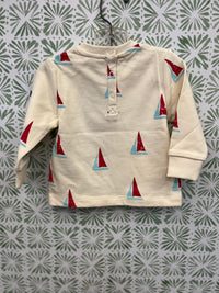 Batela Long Sleeve Cream Sweatshirt with Red and Blue Sailboats