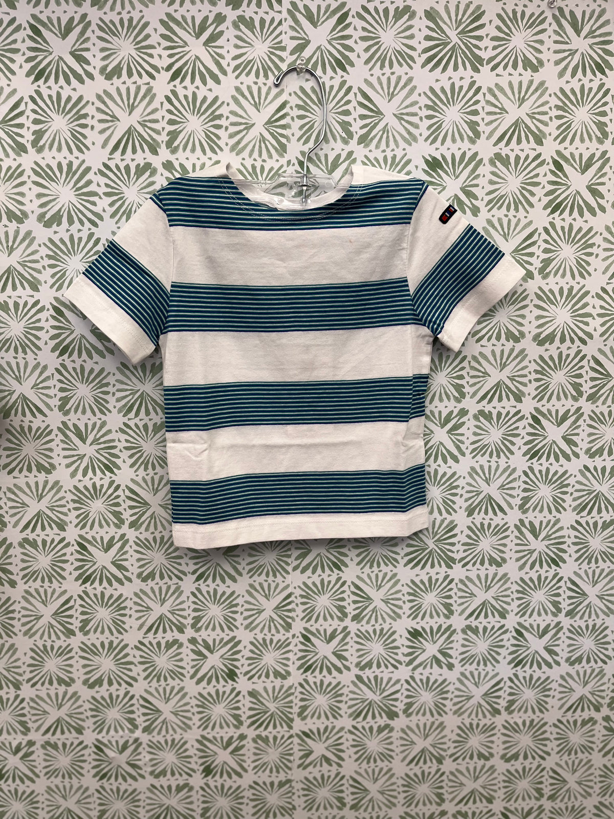 Batela Navy, White and Teal Stripe Short Sleeve T-Shirt&nbsp;