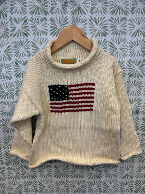 Claver American Antique Flag Sweater- Ivory/Antique