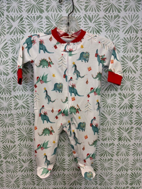 Baby Club Chic Jurrasic Xmas Zipped Footie