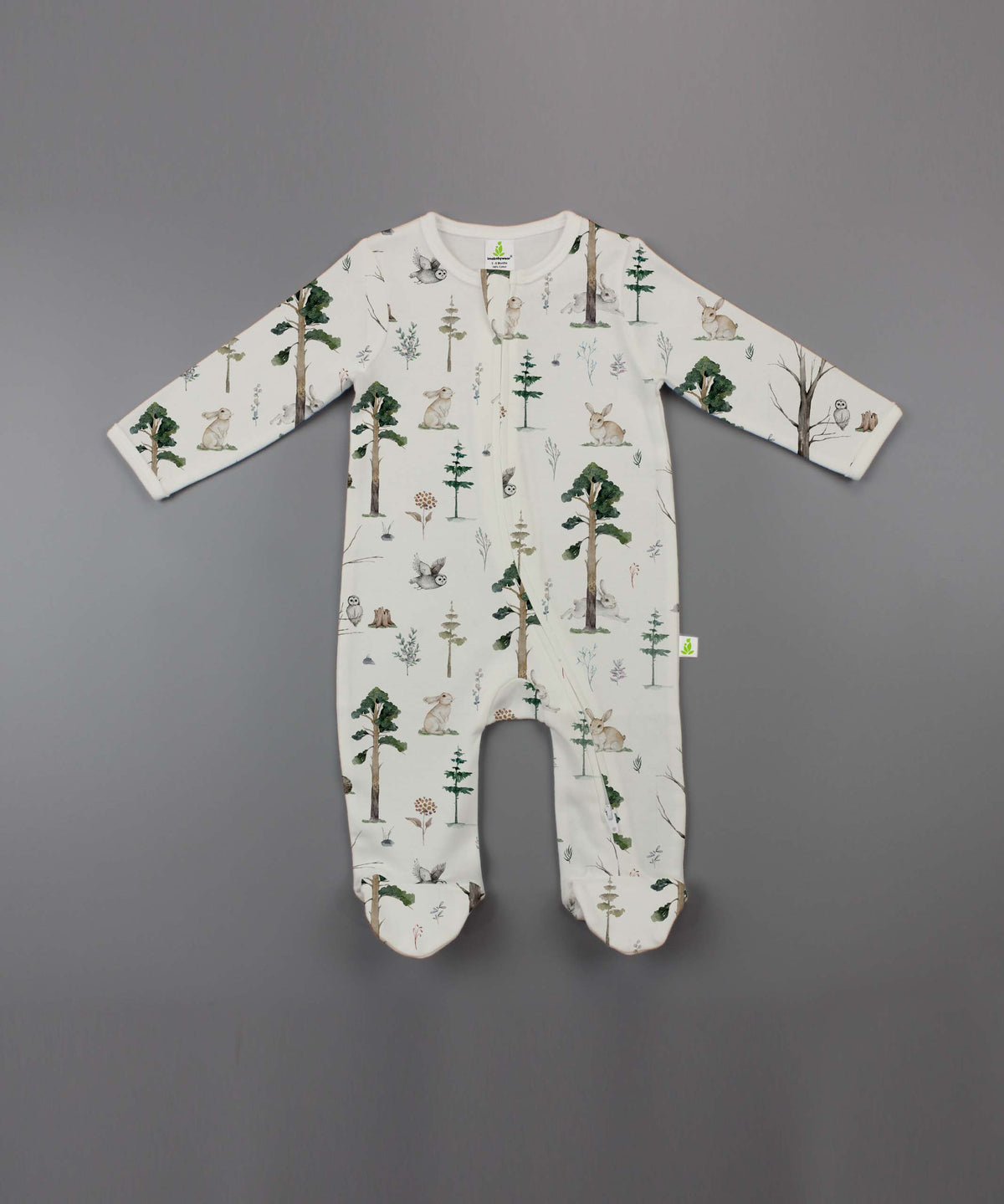 Imababywear Long Sleeve Zip with Feet Tropical Woods