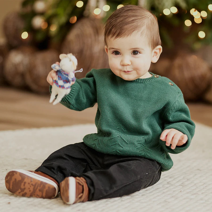 Petit Lem Pine Tree Sweater Knit Outfit Set | Green