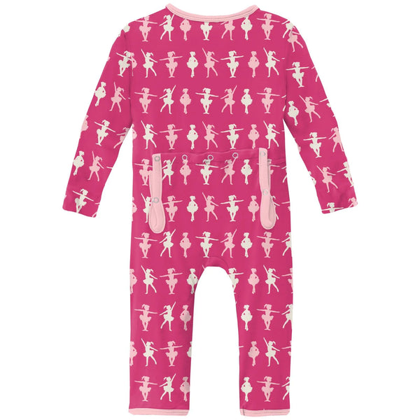 Kickee Pants Print Coverall with Zipper in Calypso Ballerina