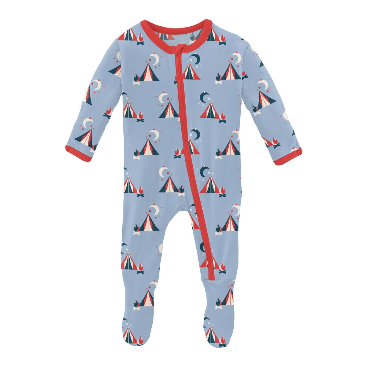 Kickee Pants Print Footie with Zipper in Pond Tents