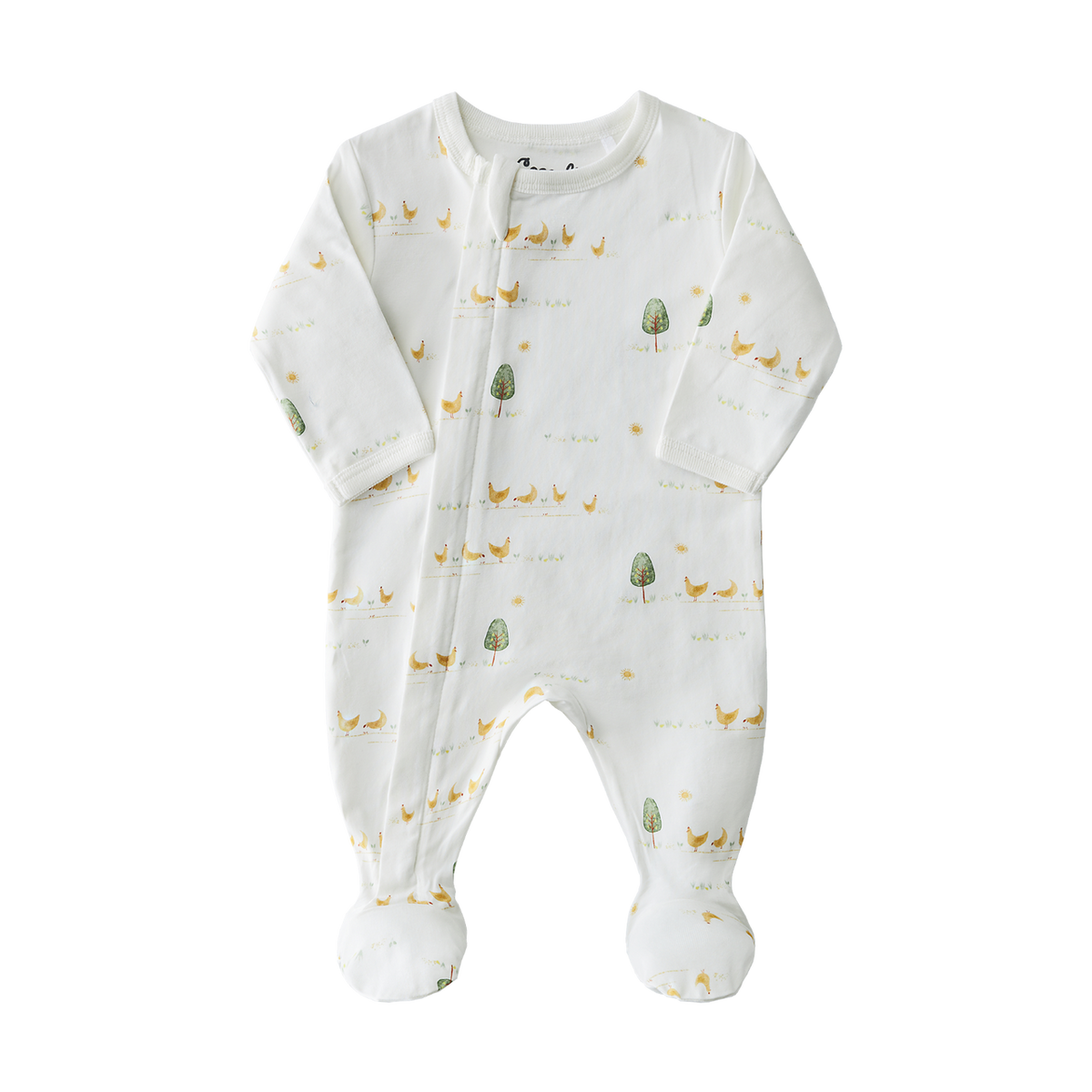 Coccoli Modal Zipper Footie - Cream Chicken