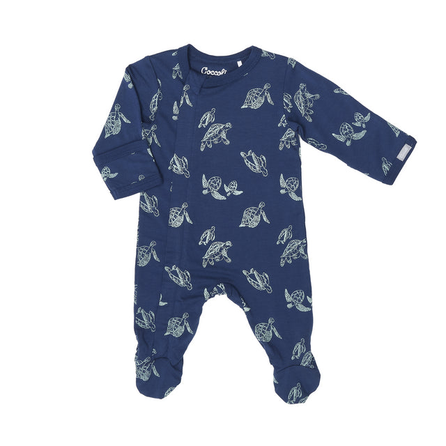 Coccoli Turtle Zipper Footie Pajama Marine Blue