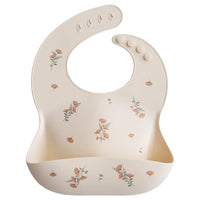 Mushie Silicone Baby Bib (Pink Flowers)