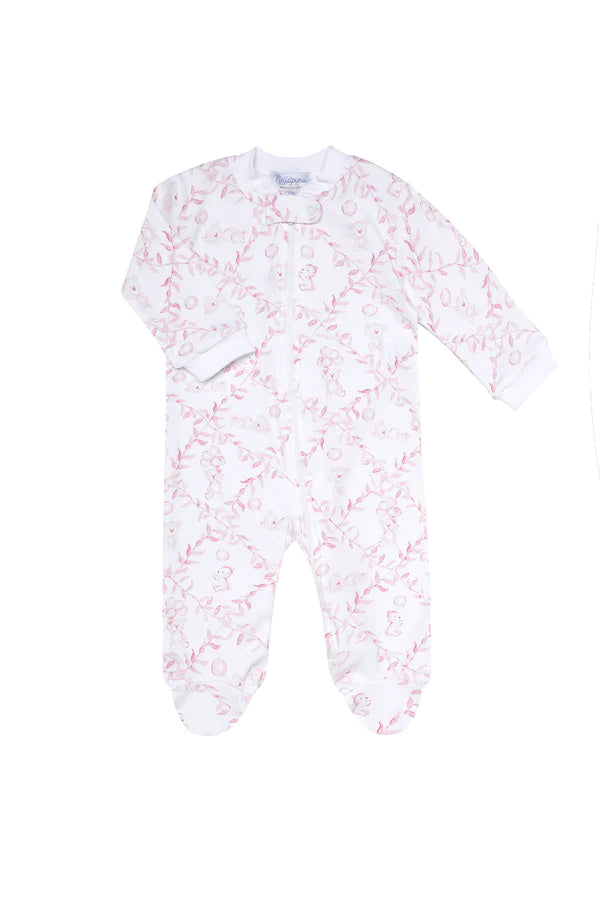 Nellapima Pink Bears Trellace Zipper Footie