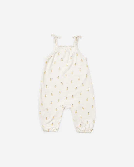 Quincy Mae Smocked Jumpsuit || Lemons