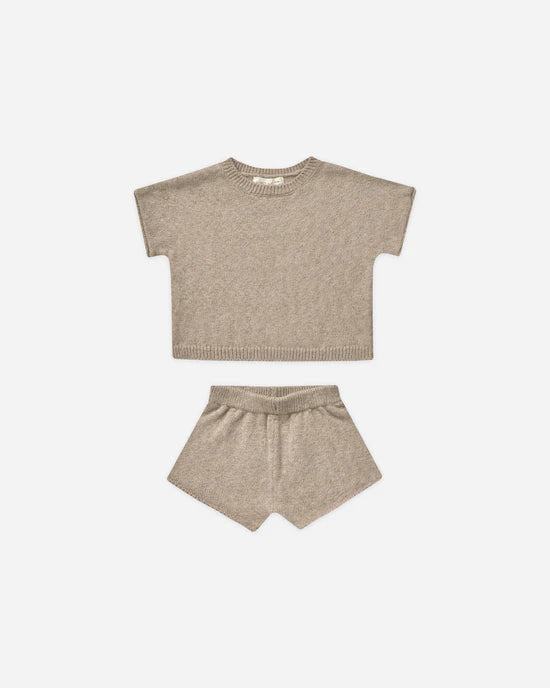 Quincy Mae Relaxed Summer Knit Set || Heathered Oat