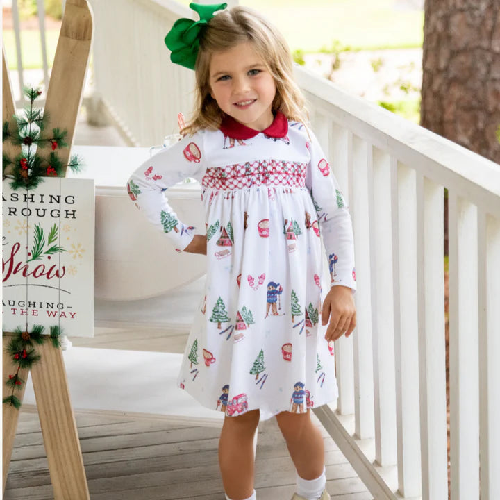 Nanducket Laurel Smocked Dress In Apres Ski Print