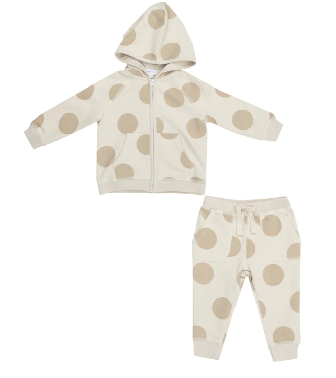 Angel Dear French Terry Beige Dot - Hoodie And Jogger