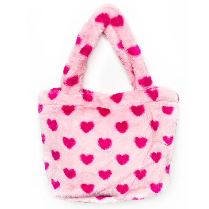 Sparkle Sisters Pink Fuschia Heart Fur Bag