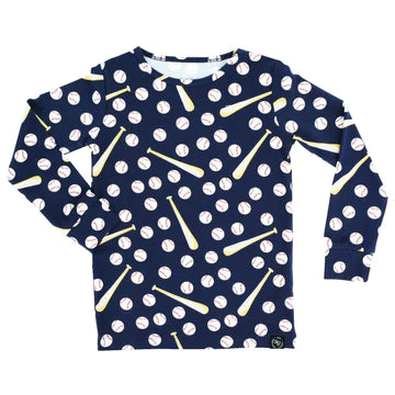 Sweet Bamboo Boys Short Sleeve Little Slugger Navy Pajamas