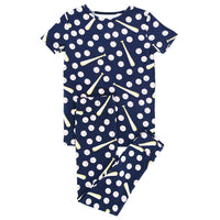 Sweet Bamboo Boys Short Sleeve Little Slugger Navy Pajamas