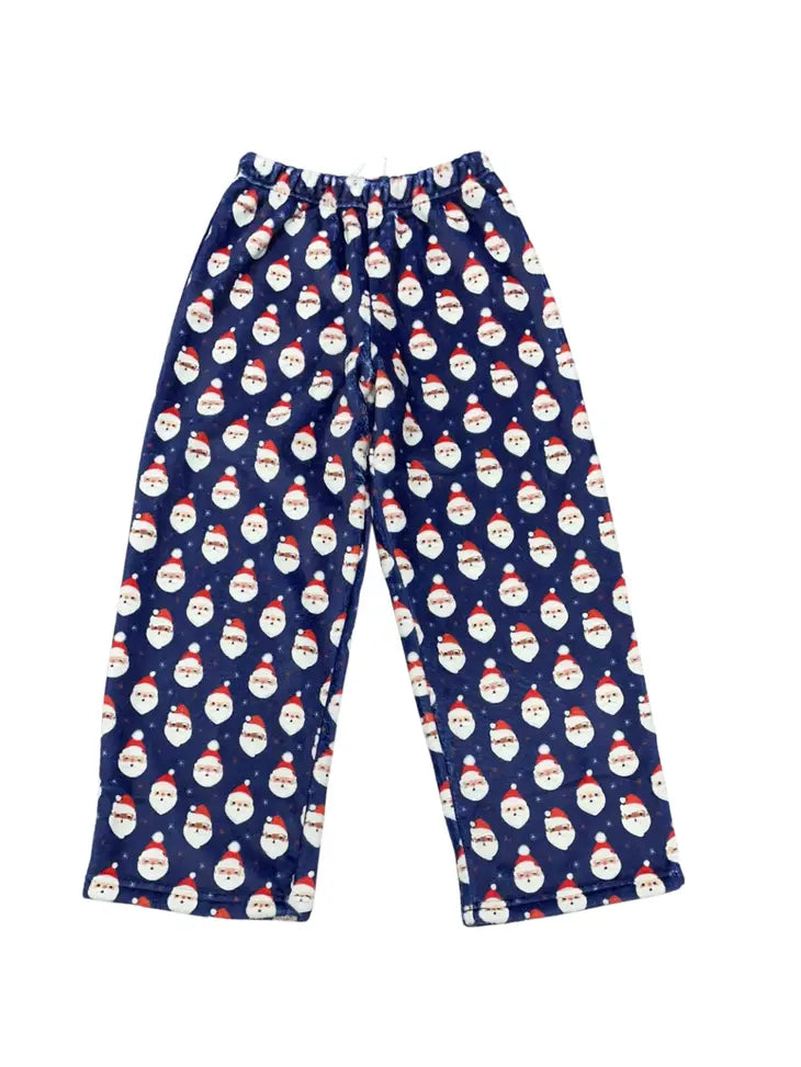 Macaron + Me Plush Pants- Navy Santa