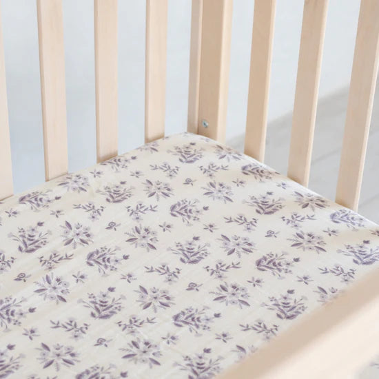 Saranoni Cotton Muslin Crib Sheet- Forget Me Not