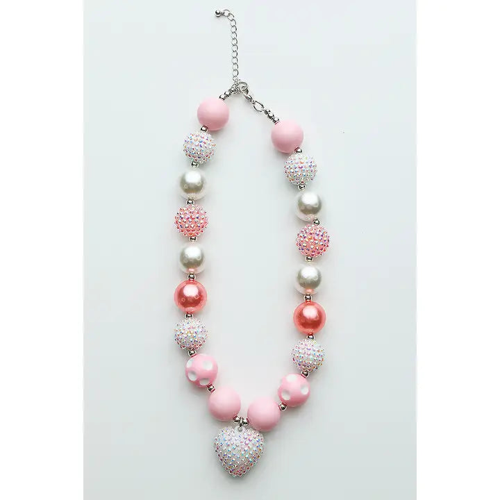 Sparkle Sisters Chunky Pearl Heart Necklace