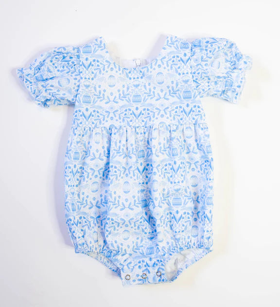 Ollie Jay - Quinn Poplin Romper in Blue Bunnies