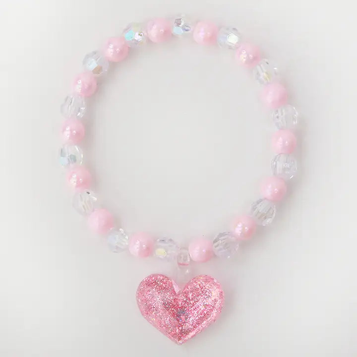 Sparkle Sisters Pink Floating Heart Bracelet