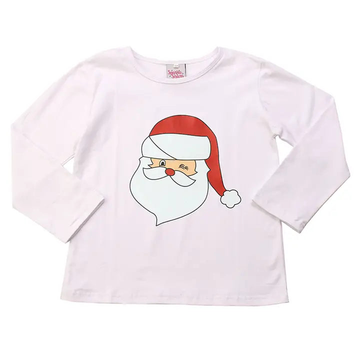 Sparkle Sisters Santa Long Sleeve Shirt- White