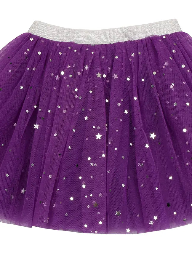 Sparkle Sisters Purple Tutu with Silver stars and Moons