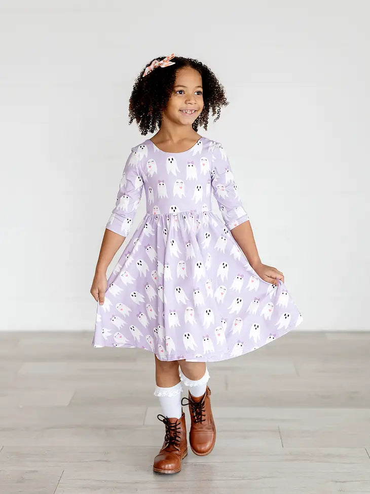 Ollie Jay Emile Dress in Purple Girly Ghost Halloween Twirl Dress