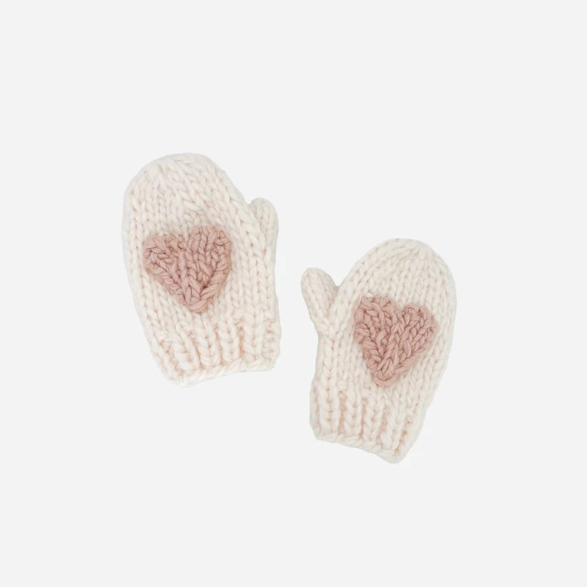 Blueberry Hill Heart Mittens- Blush (Small 6-24m)