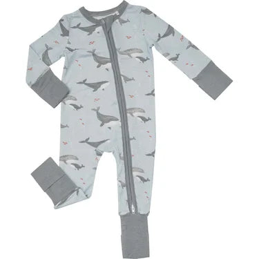 Angel Dear Grey Whales 2 Way Zipper Romper