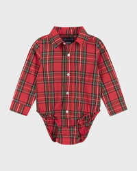 Andy & Evan Red Plaid Flannel Buttondown w/Suspenders Set