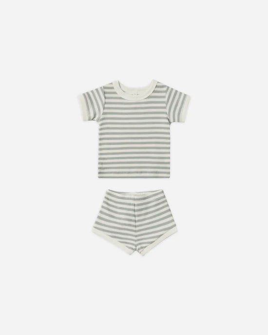 Quincy Mae Waffle Shortie Set || Sky Stripe