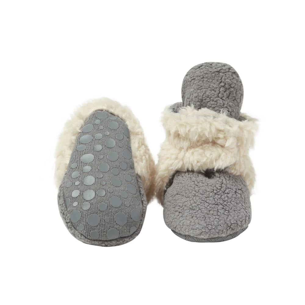 Zutano Furry Cozie Bootie with Gripper- Gray