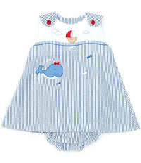 Petit Ami Sunsuit - Whale Applique Checked A-Line Dress