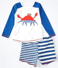 Mudpie NEW CRAB LITTLE BOY RASH GUARD SET