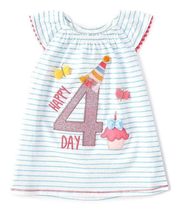 Mudpie GIRL'S 4TH BIRTHDAY SHIRT